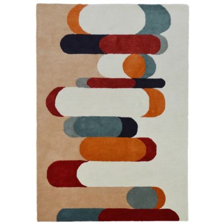 Tapis moderne en laine motifs Art Deco multicolore Sonate