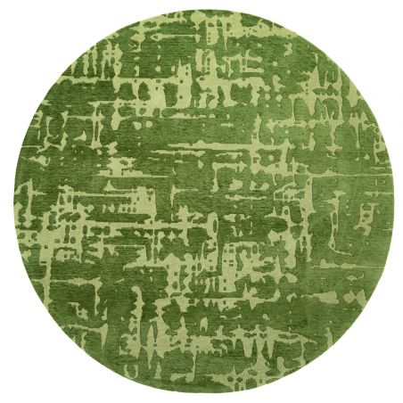 Tapis de salon moderne en polyester vert Perrier Baobab