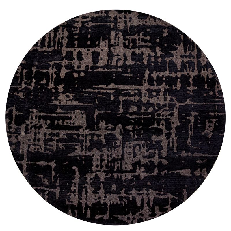 Tapis de salon moderne en polyester noir et gris anthracite Baobab