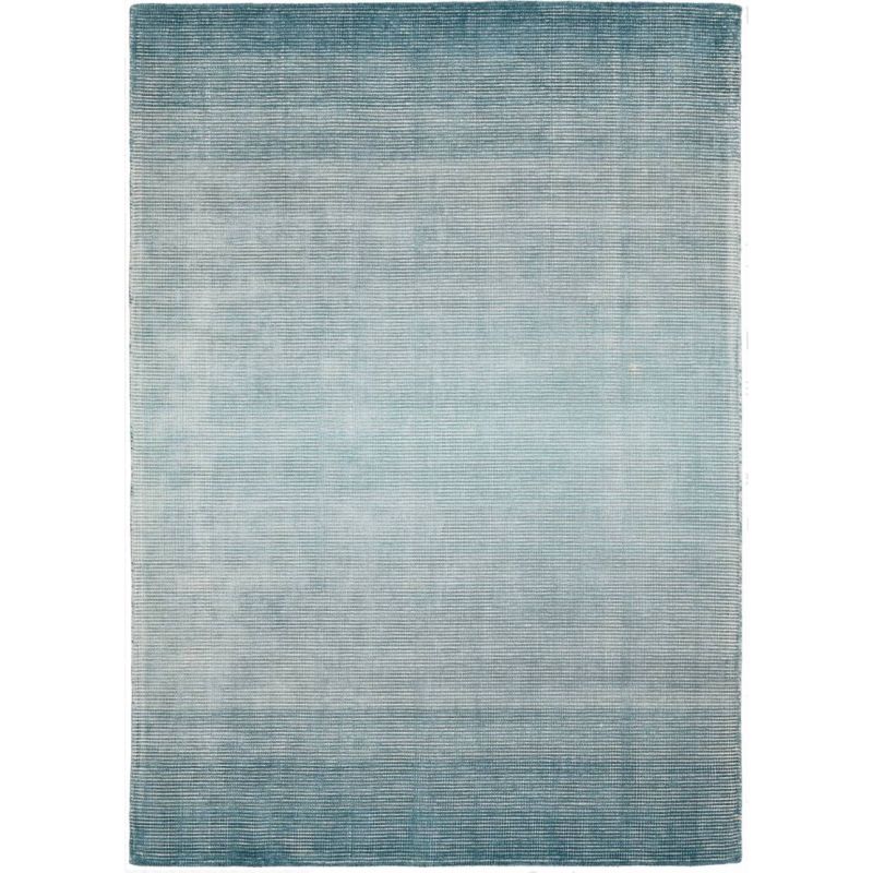 Tapis de salon prestige tissé main en viscose bleu clair Dew