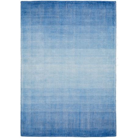 Tapis de salon design en viscose de bambou bleu Dew