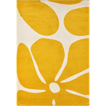 Tapis design fleurs seventies jaune Blackpool