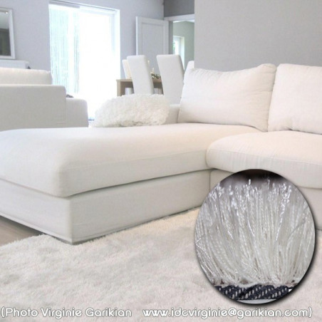 Tapis shaggy blanc : acheter un tapis de salon shaggy Arte Espina